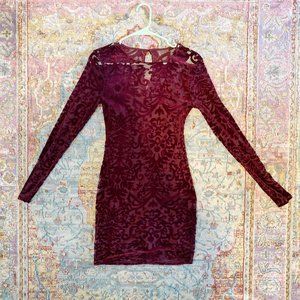 Burgundy Long Sleeve Mini Dress